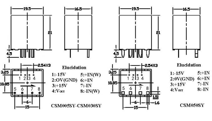 50A PCB zetten Gesloten de leverings4v Output op van de Lijn Huidige Sensor ± 15V