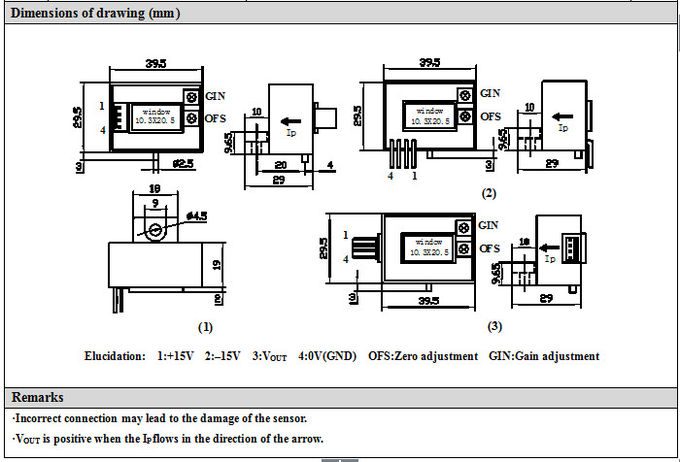 4V het Effect van de open Lijnzaal Huidige Sensor20.5x 10mm Grootte voor Lassenmachine